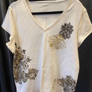 Chicos Zenergy Womens Top Beige Brown Gold Size 3=XL/16